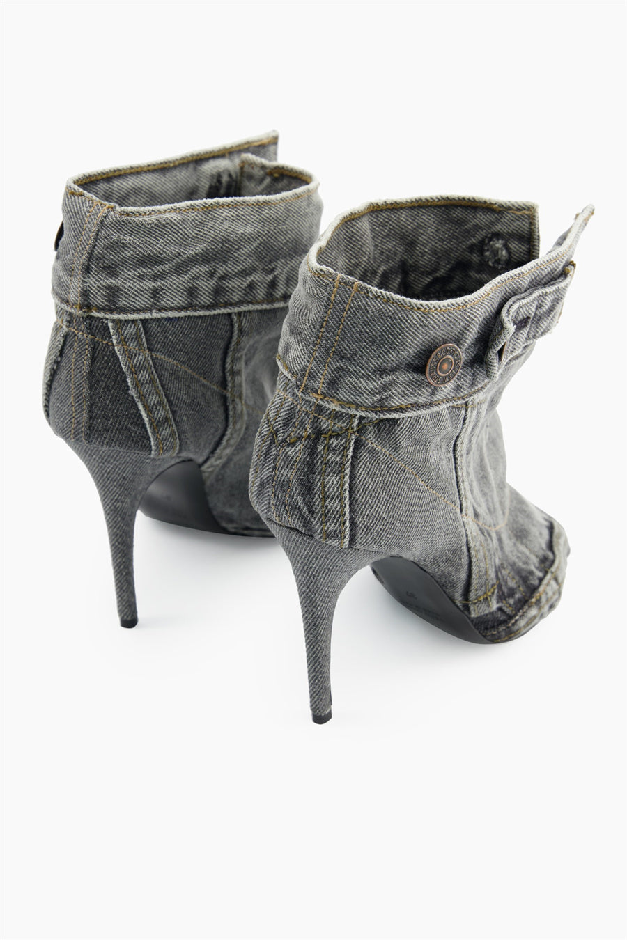 Flowering Girl Women Alisson Denim Button Fish Mouth Sandal Bootie