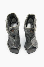 Flowering Girl Women Alisson Denim Button Fish Mouth Sandal Bootie