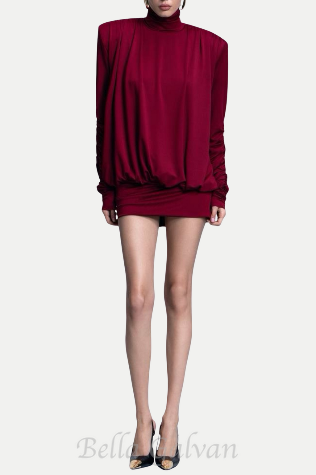 Flowering Girl Women Alestair Backless Ruched Mini Dress in Red