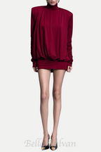 Flowering Girl Women Alestair Backless Ruched Mini Dress in Red