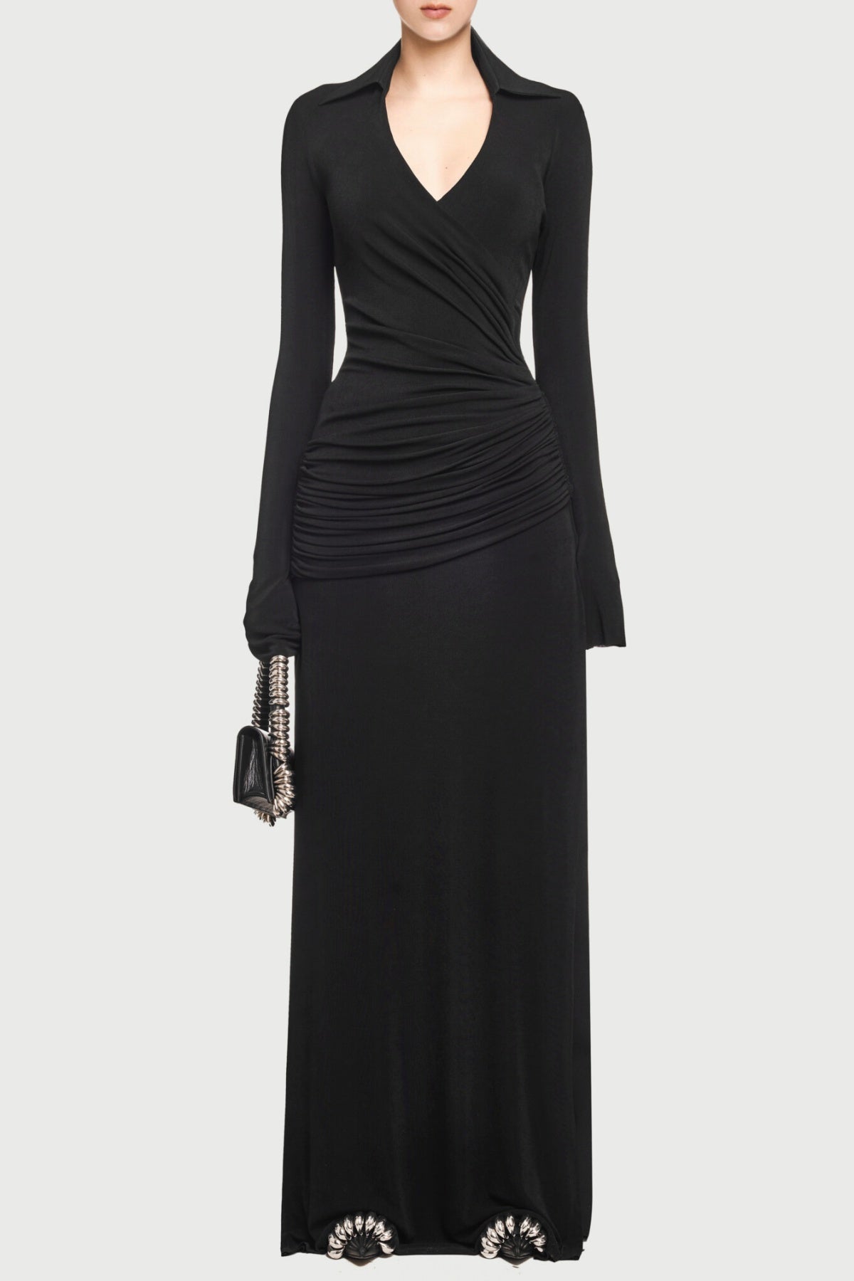Flowering Girl Women Alistair Shirt Collar Draped Maxi Dress - Black