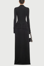 Flowering Girl Women Alistair Shirt Collar Draped Maxi Dress - Black
