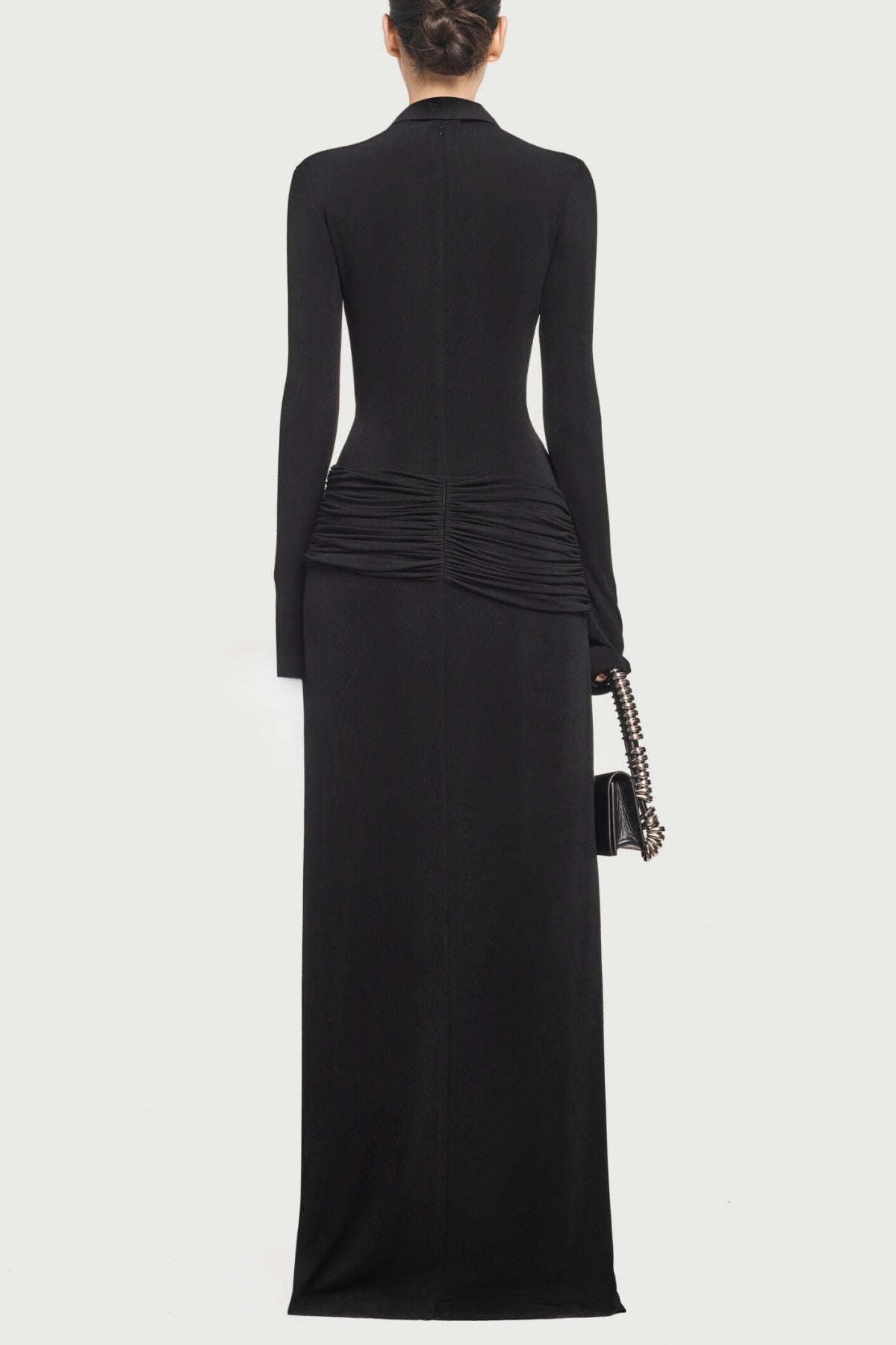 Flowering Girl Women Alistair Shirt Collar Draped Maxi Dress - Black