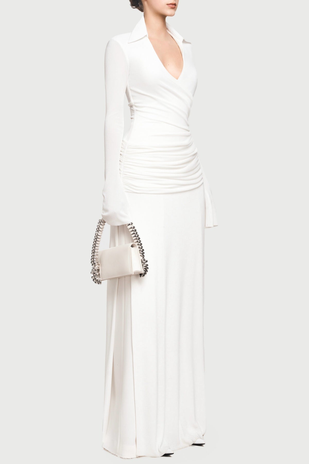 Flowering Girl Women Alistair Shirt Collar Draped Maxi Dress - White