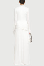 Flowering Girl Women Alistair Shirt Collar Draped Maxi Dress - White