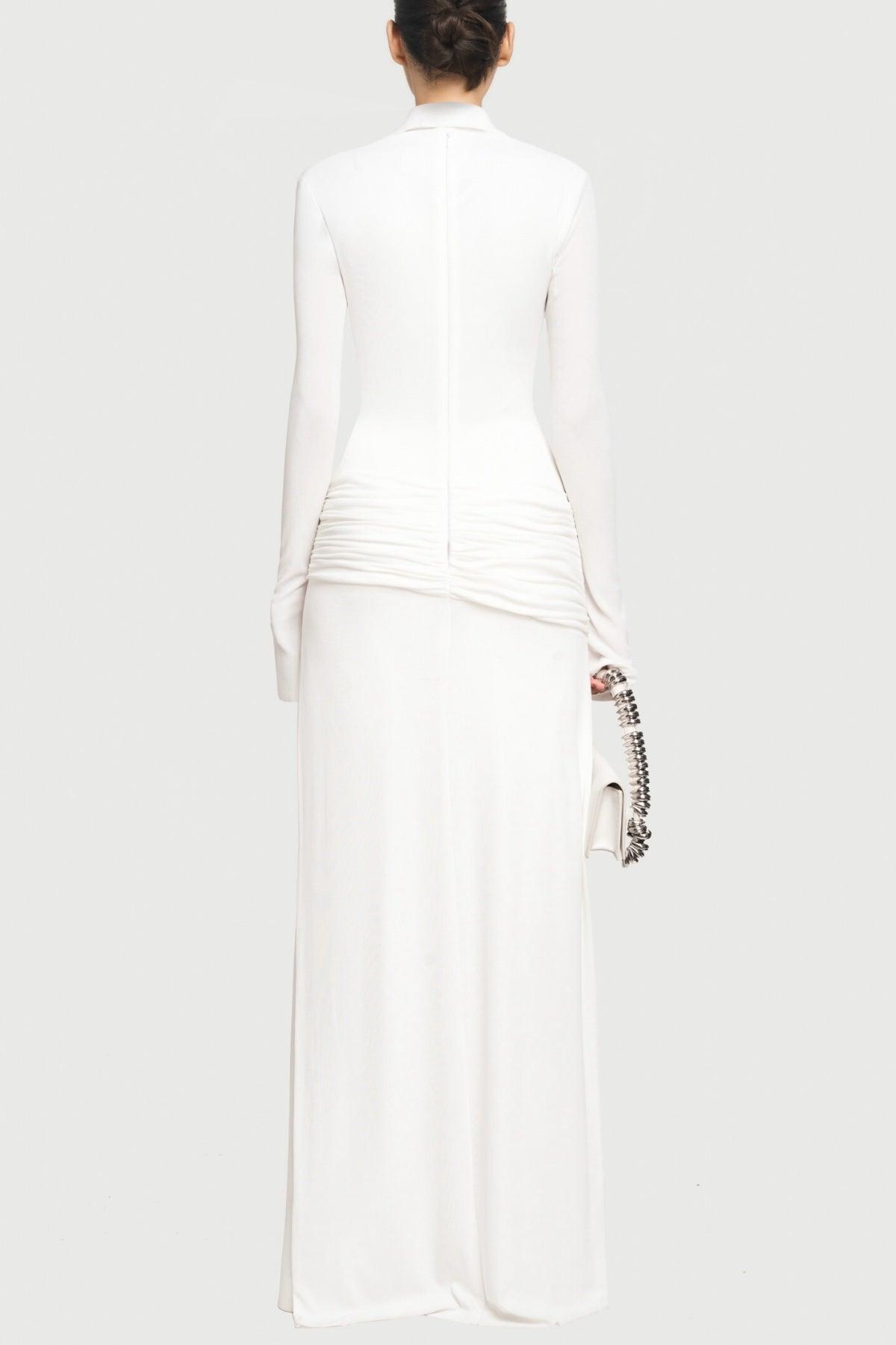 Flowering Girl Women Alistair Shirt Collar Draped Maxi Dress - White