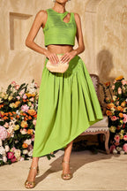 Flowering Girl Women Sleeveless Ruched Skirt Set