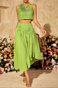 Flowering Girl Women Sleeveless Ruched Skirt Set