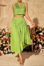 Flowering Girl Women Sleeveless Ruched Skirt Set