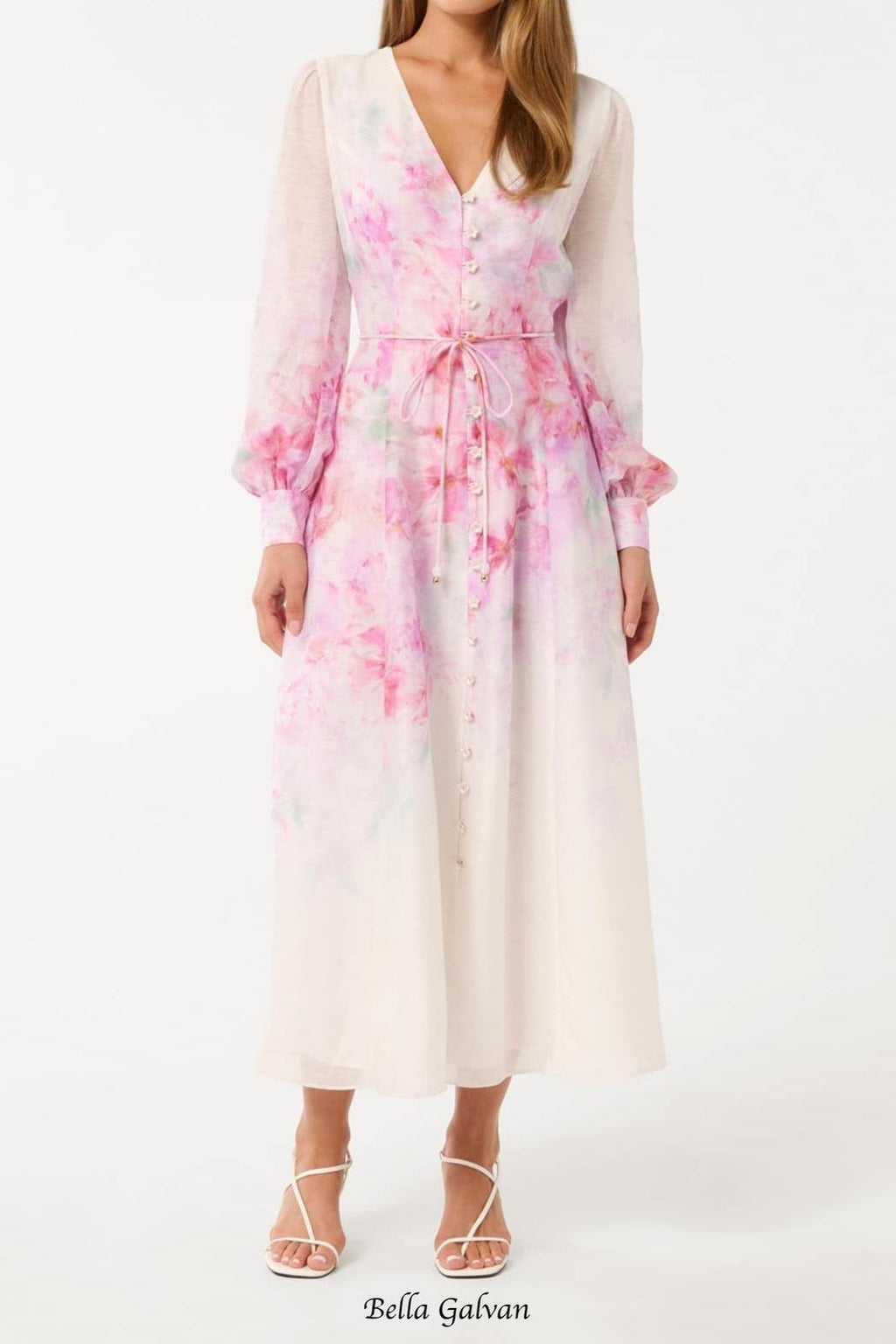 Flowering Girl Women virginia floral Printed Midi Dress in pink