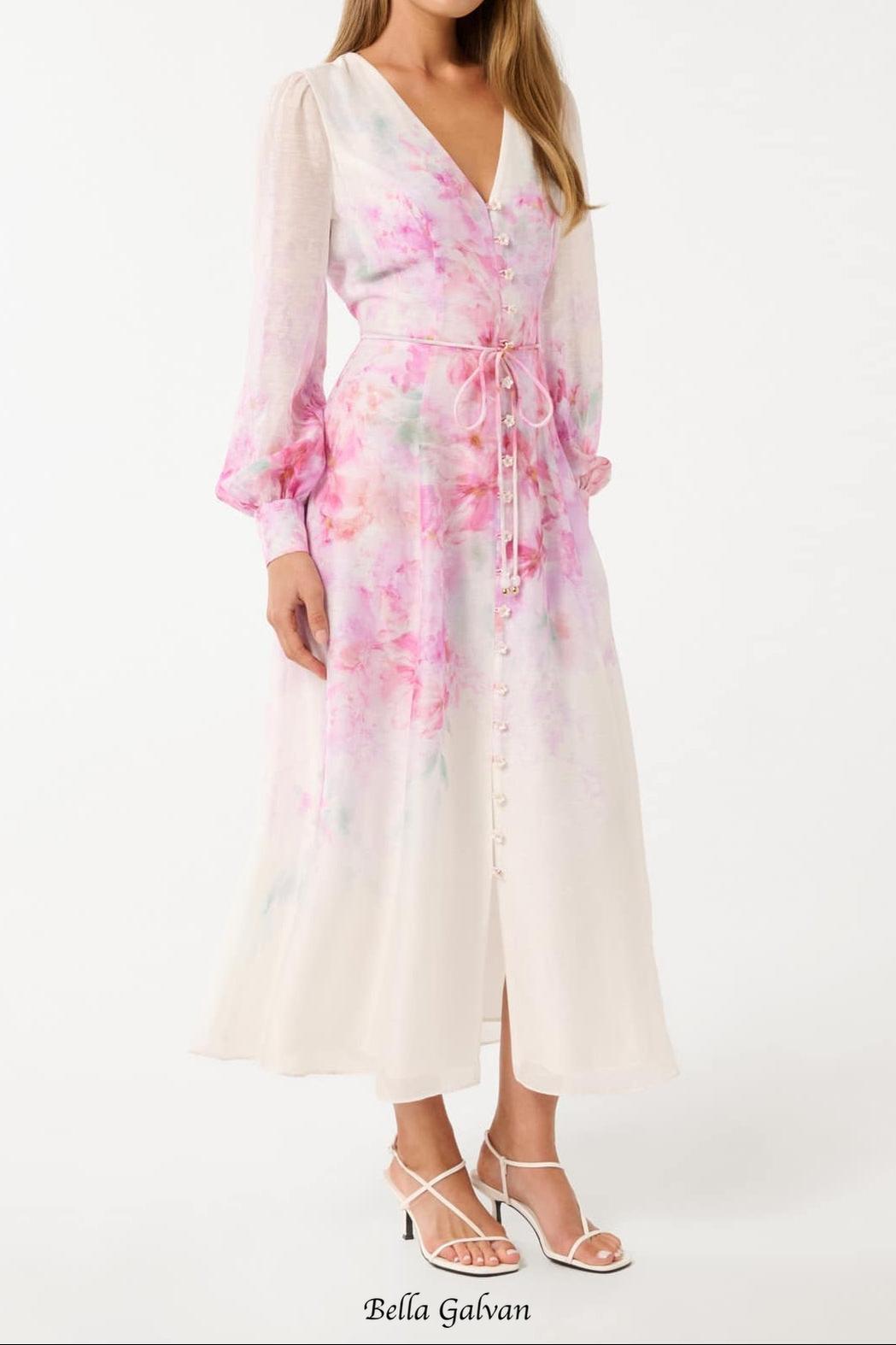 Flowering Girl Women virginia floral Printed Midi Dress in pink
