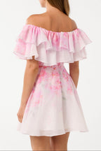 Ellie floral print Ruffle Mini dress in pink