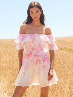 Ellie floral print Ruffle Mini dress in pink