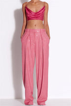 Flowering Girl Women Ally Crystal Pinstripe Blazer Set in Pink