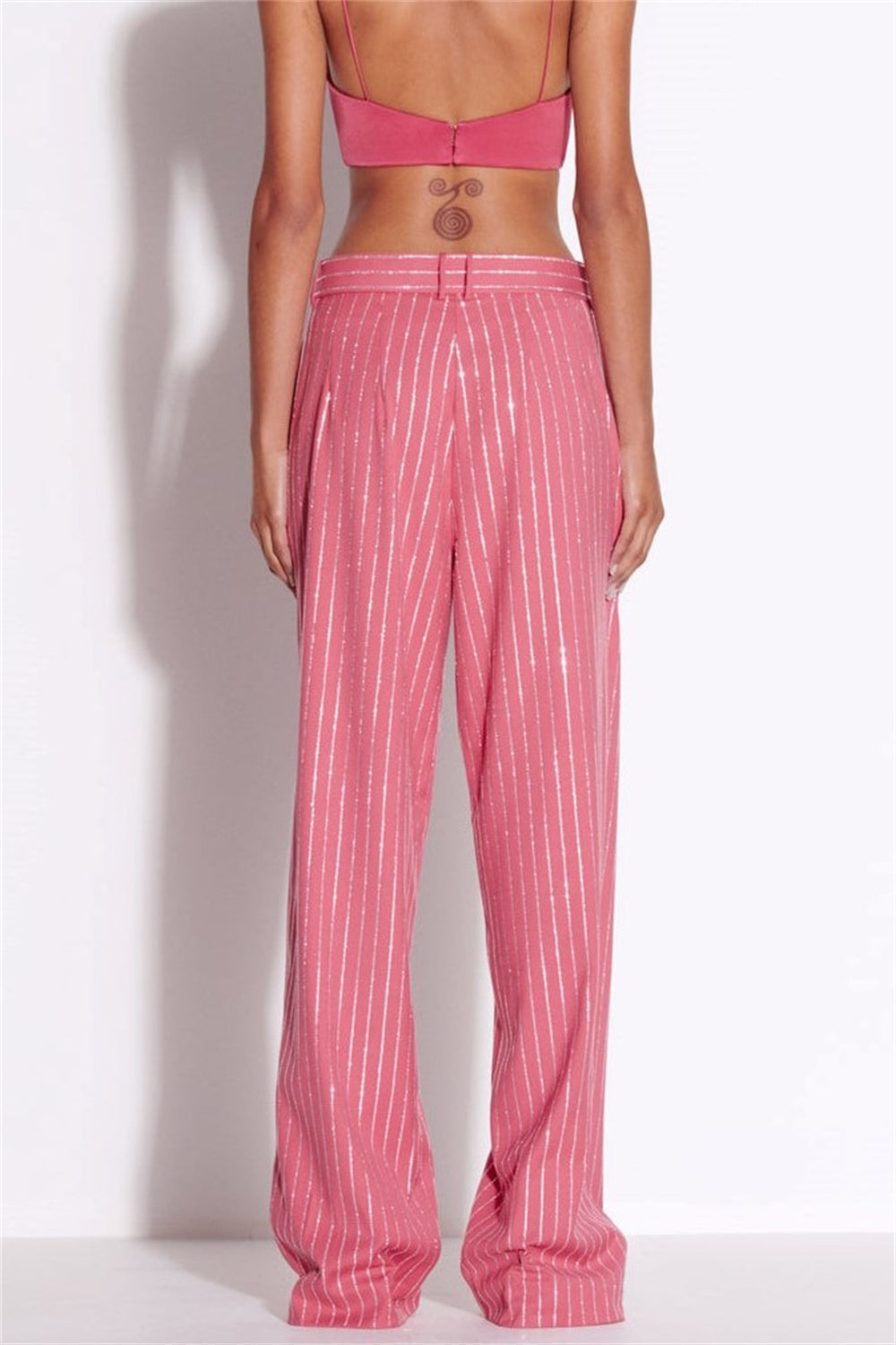 Flowering Girl Women Ally Crystal Pinstripe Blazer Set in Pink