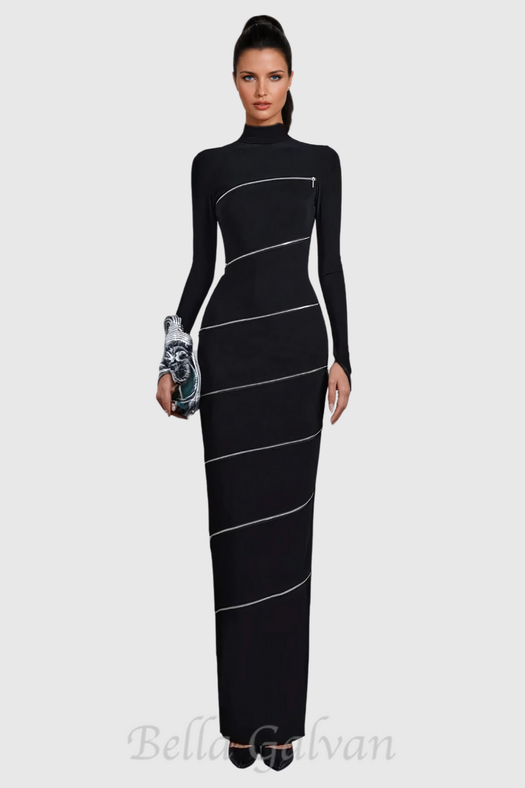Flowering Girl Women Aloysius Zipper Bodycon Maxi Dress In Black