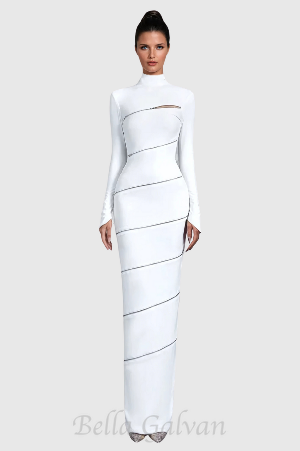 Flowering Girl Women Aloysius Zipper Bodycon Maxi Dress In White