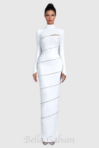 Flowering Girl Women Aloysius Zipper Bodycon Maxi Dress In White