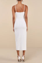 Flowering Girl Women White Bustier Tulip Midi Dress