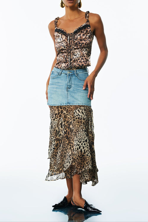 Flowering Girl Women Amalfrida Deconstruct Ruffle Denim Skirt