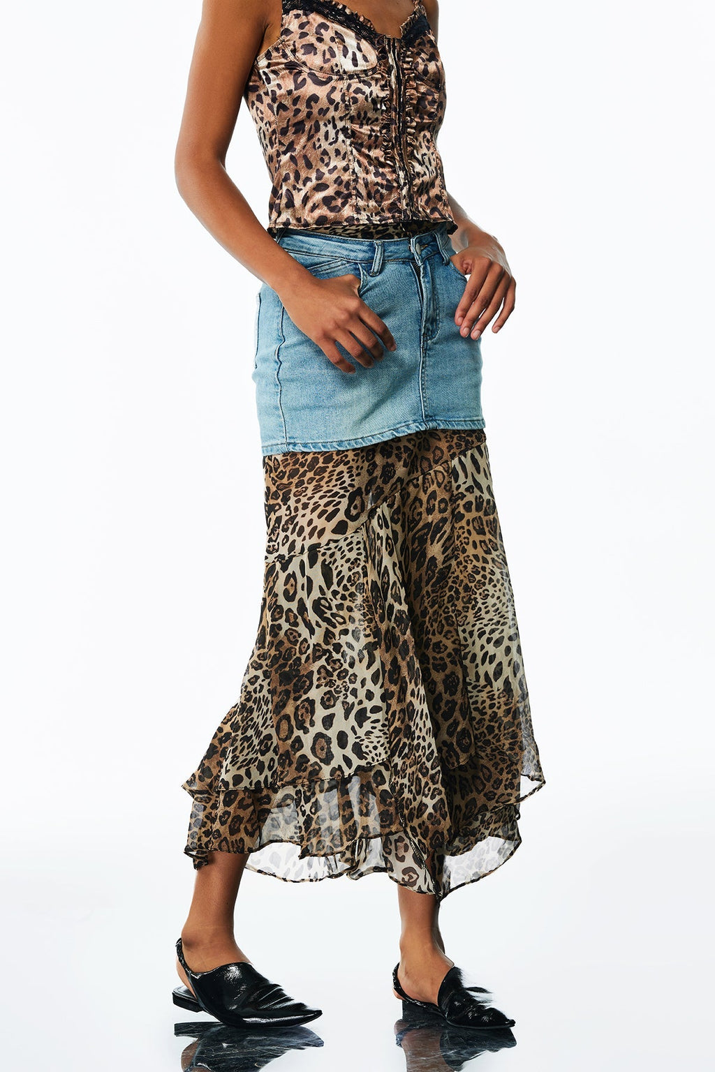 Flowering Girl Women Amalfrida Deconstruct Ruffle Denim Skirt