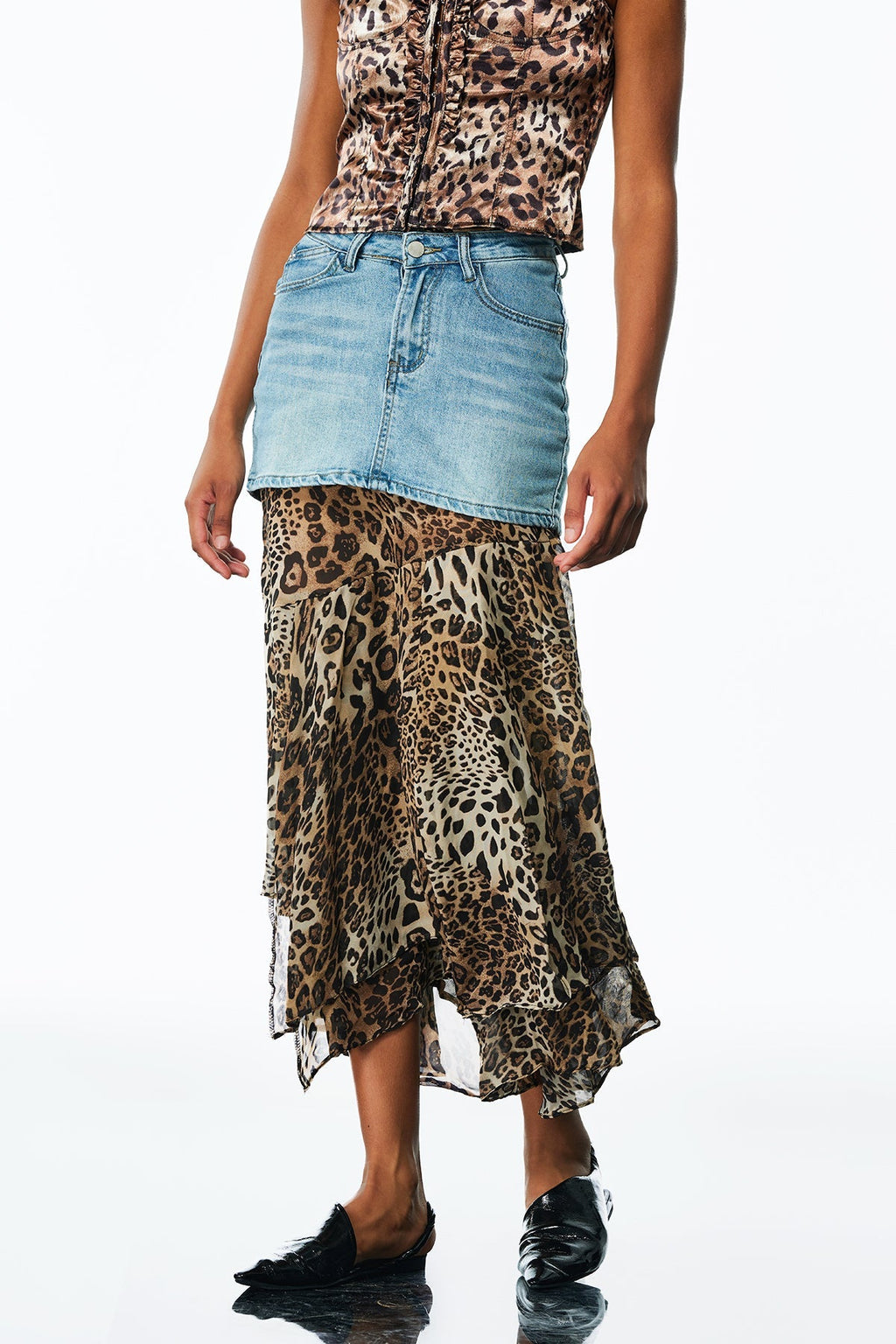 Flowering Girl Women Amalfrida Deconstruct Ruffle Denim Skirt