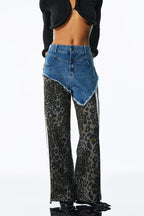 Flowering Girl Women Amali Deconstruct Asymmetric Leopard Pants In Blue
