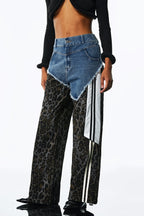 Flowering Girl Women Amali Deconstruct Asymmetric Leopard Pants In Blue