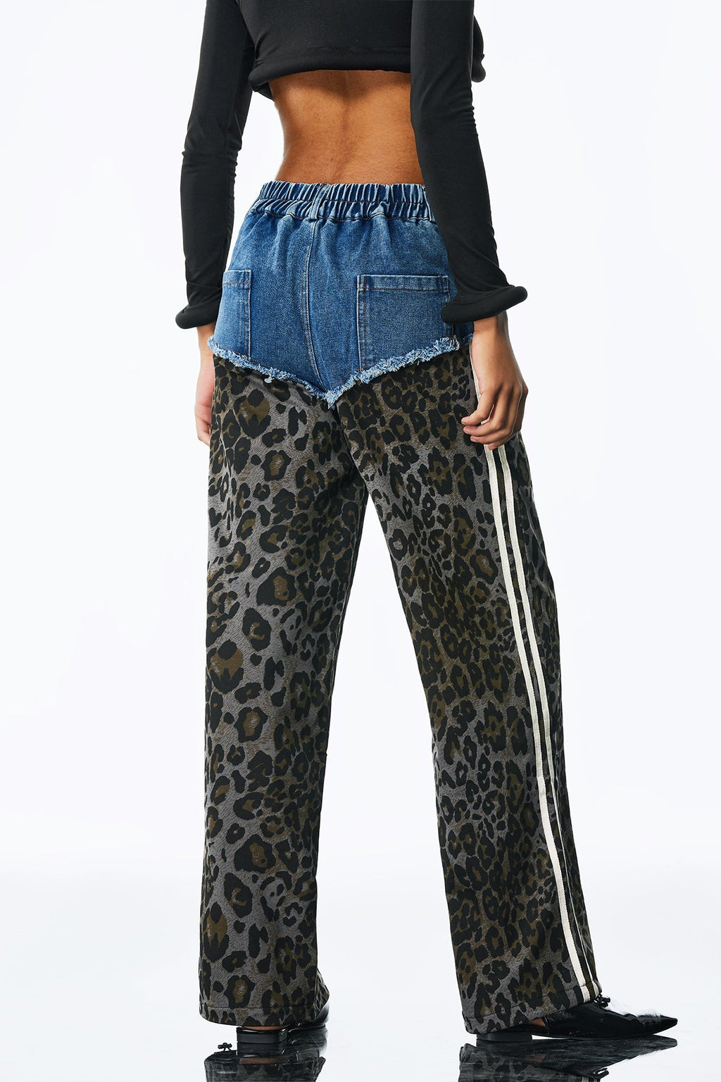 Flowering Girl Women Amali Deconstruct Asymmetric Leopard Pants In Blue