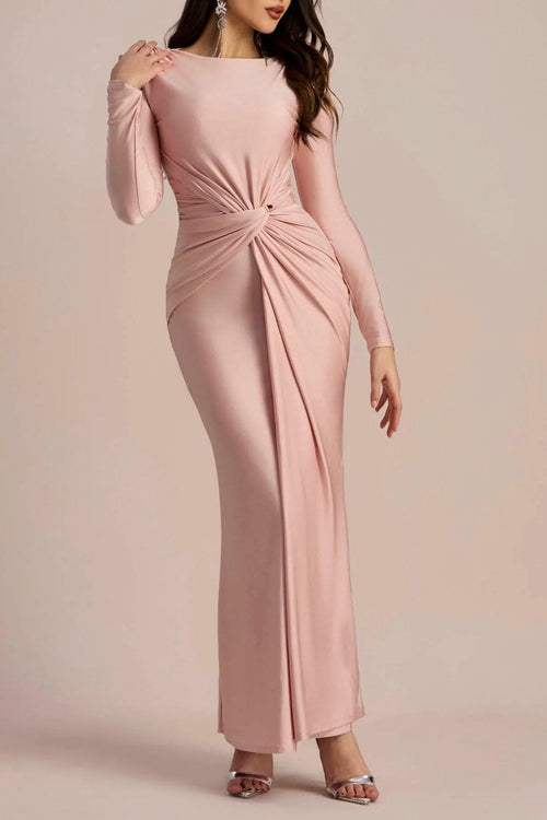 Flowering Girl Women Amanda Long Sleeve Twist Front Maxi Dress