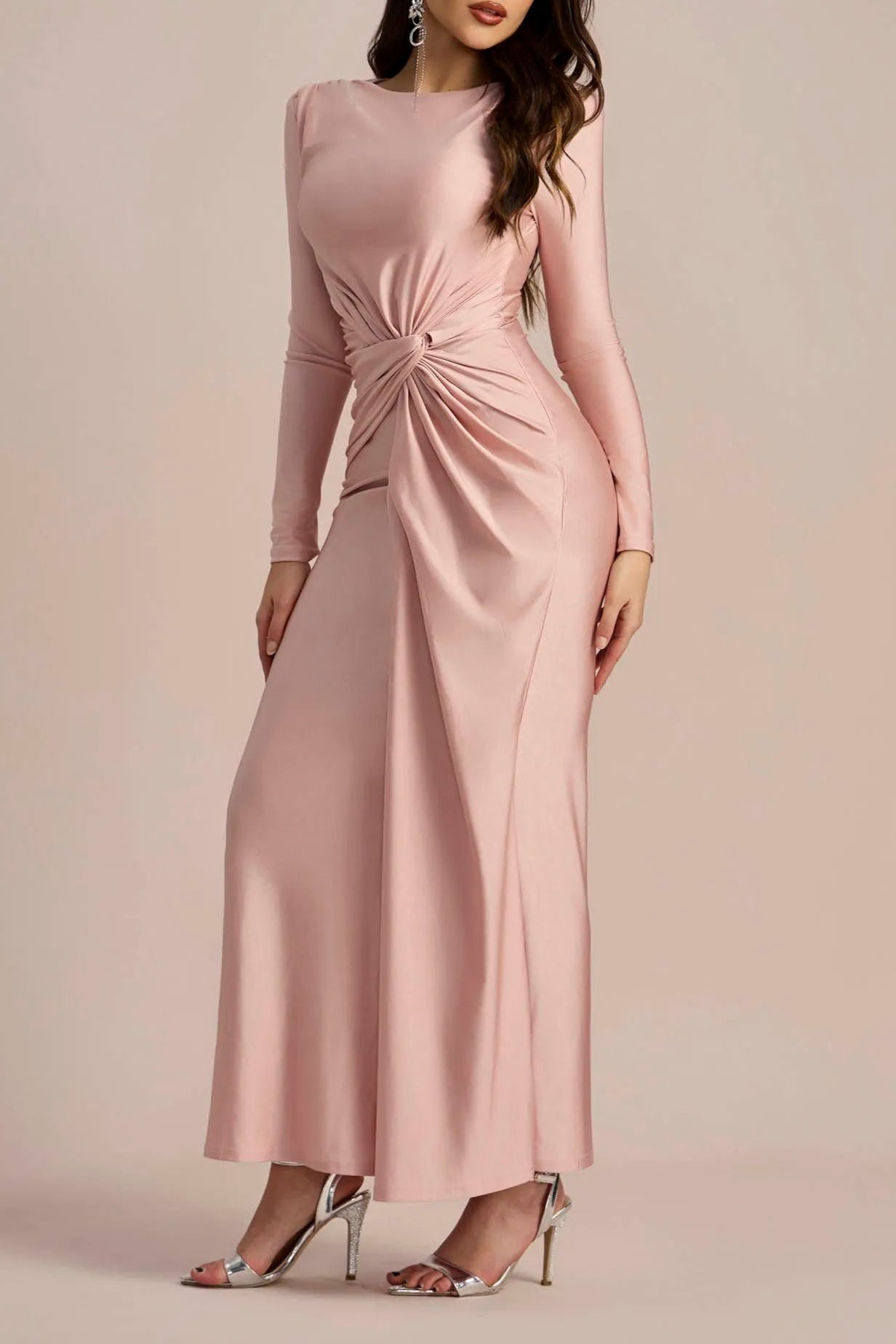 Flowering Girl Women Amanda Long Sleeve Twist Front Maxi Dress