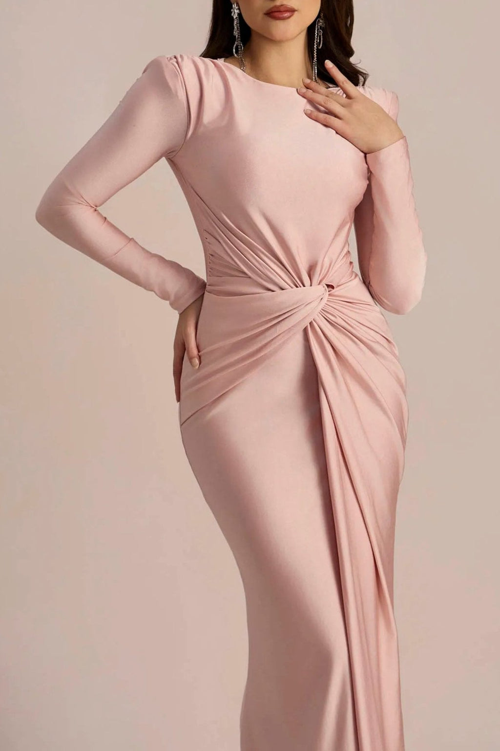Flowering Girl Women Amanda Long Sleeve Twist Front Maxi Dress
