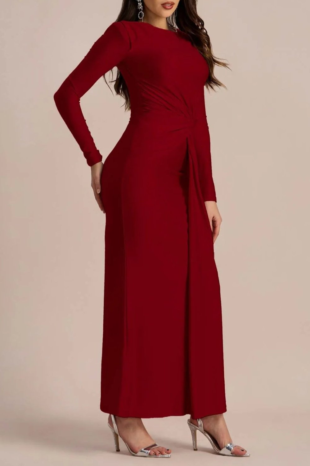 Flowering Girl Women Amanda Long Sleeve Twist Front Maxi Dress
