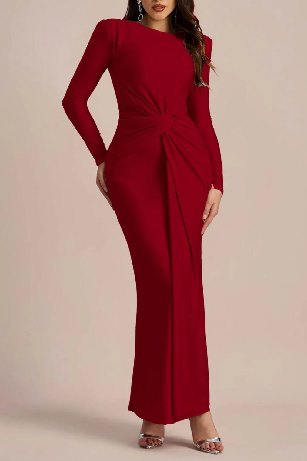 Flowering Girl Women Amanda Long Sleeve Twist Front Maxi Dress