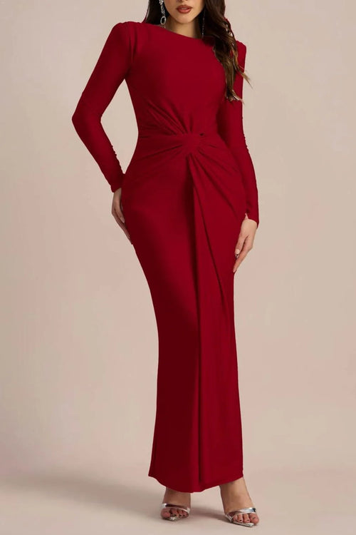 Flowering Girl Women Amanda Long Sleeve Twist Front Maxi Dress