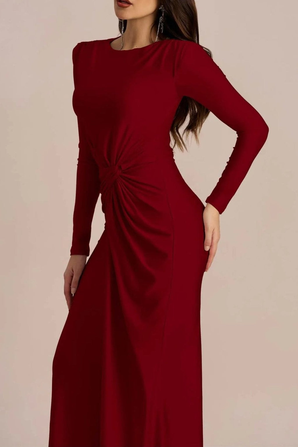 Flowering Girl Women Amanda Long Sleeve Twist Front Maxi Dress