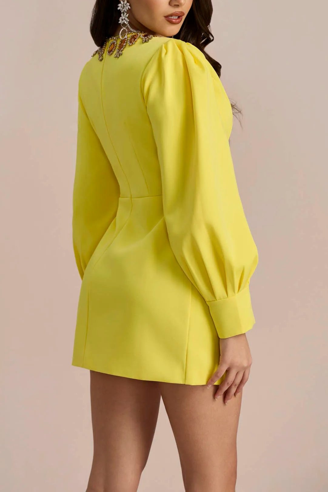 Flowering Girl Women Amelia Crystal-Embellished Lantern Sleeve Mini Dress