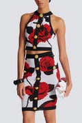 Flowering Girl Women Amiya Rose Jacquard Halter Top