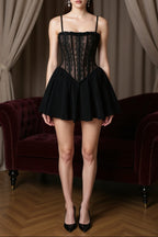 Rebecca Black Corset Lace Flare Mini Dress