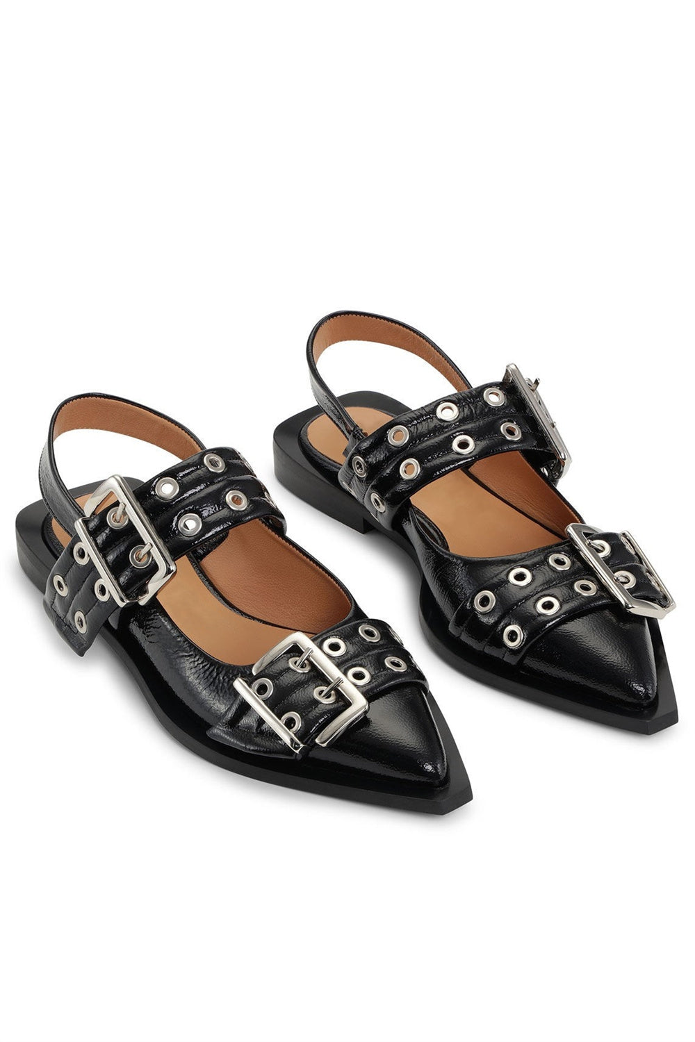 Flowering Girl Women Anabella Buckle Ballerinas - Black