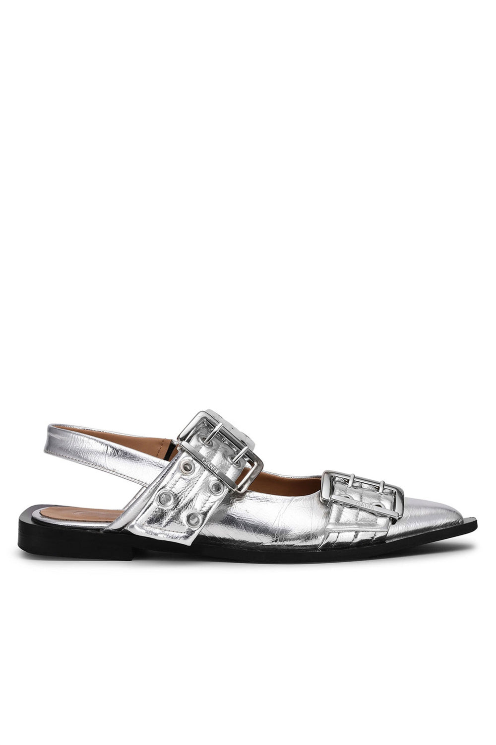Flowering Girl Women Anabella Buckle Ballerinas - Silver