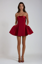 Flowering Girl Women Ananda Strapless Ruffle Mini Dress In Red