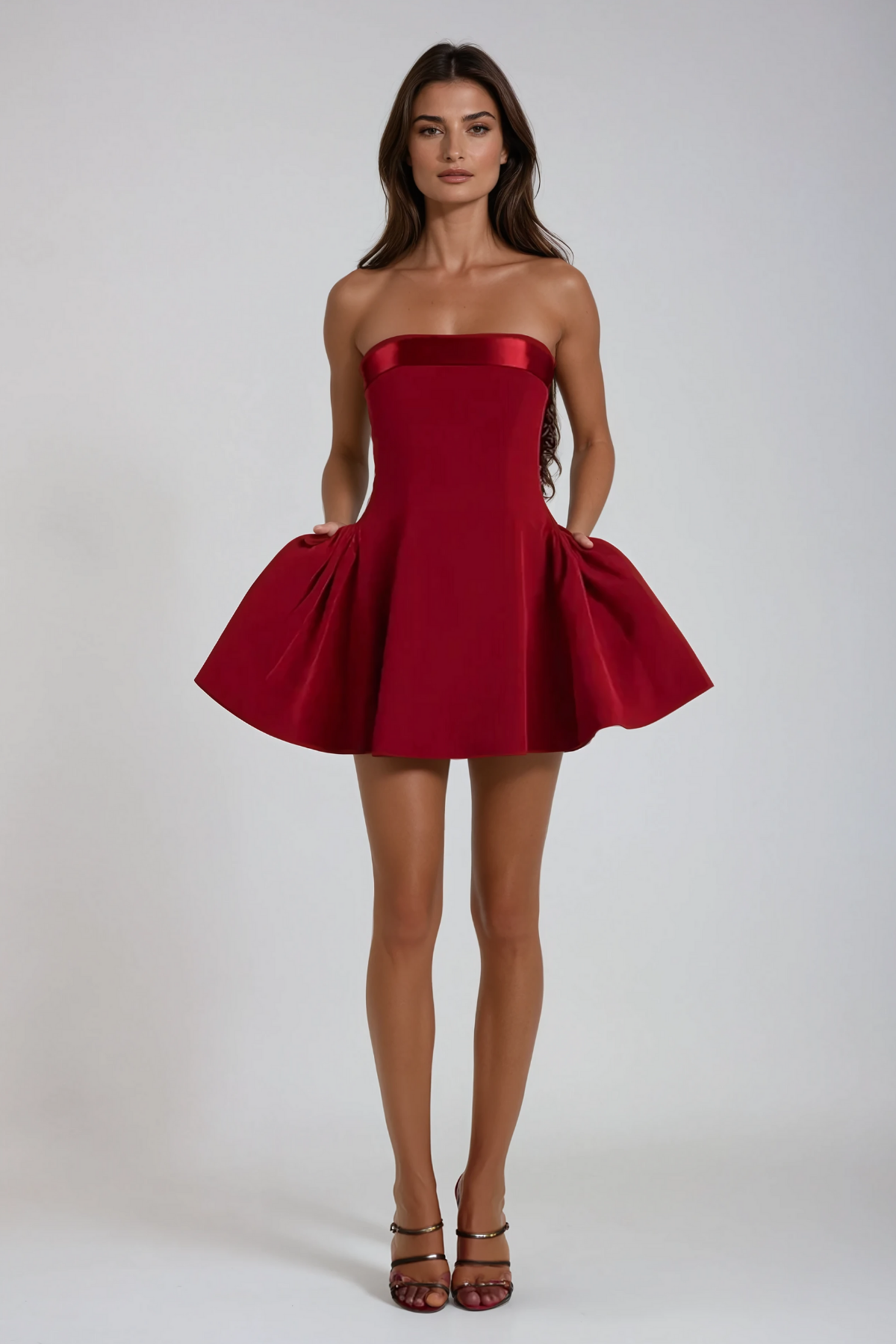 Flowering Girl Women Ananda Strapless Ruffle Mini Dress In Red