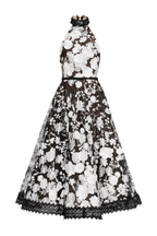 alyssa black Halter Floral Embroidered Midi Dress