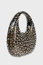 Flowering Girl Women Annabel Clear Crystal Embellished Acrylic Clutch - Black