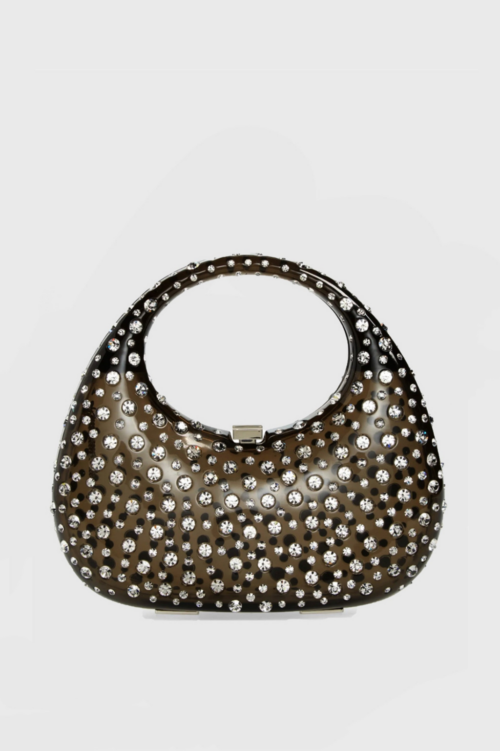 Flowering Girl Women Annabel Clear Crystal Embellished Acrylic Clutch - Black