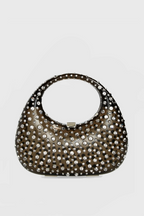 Flowering Girl Women Annabel Clear Crystal Embellished Acrylic Clutch - Black