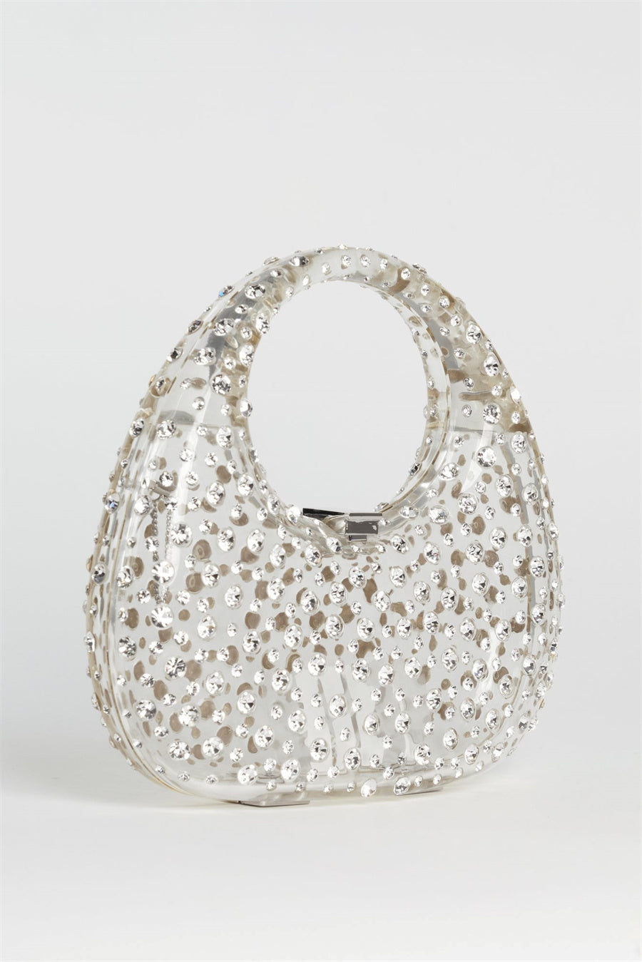 Flowering Girl Women Annabel Clear Crystal Embellished Acrylic Clutch - White