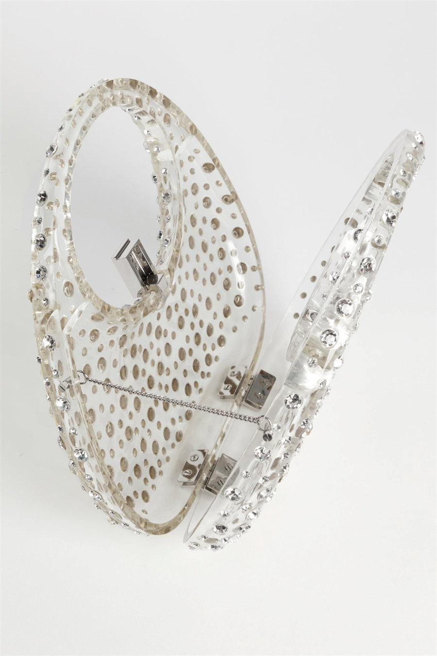 Flowering Girl Women Annabel Clear Crystal Embellished Acrylic Clutch - White