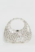Flowering Girl Women Annabel Clear Crystal Embellished Acrylic Clutch - White